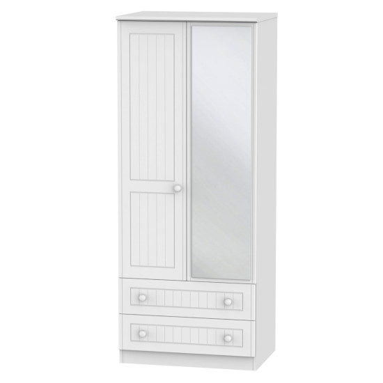 Cottage 2 Drawer Mirrored Wardrobe